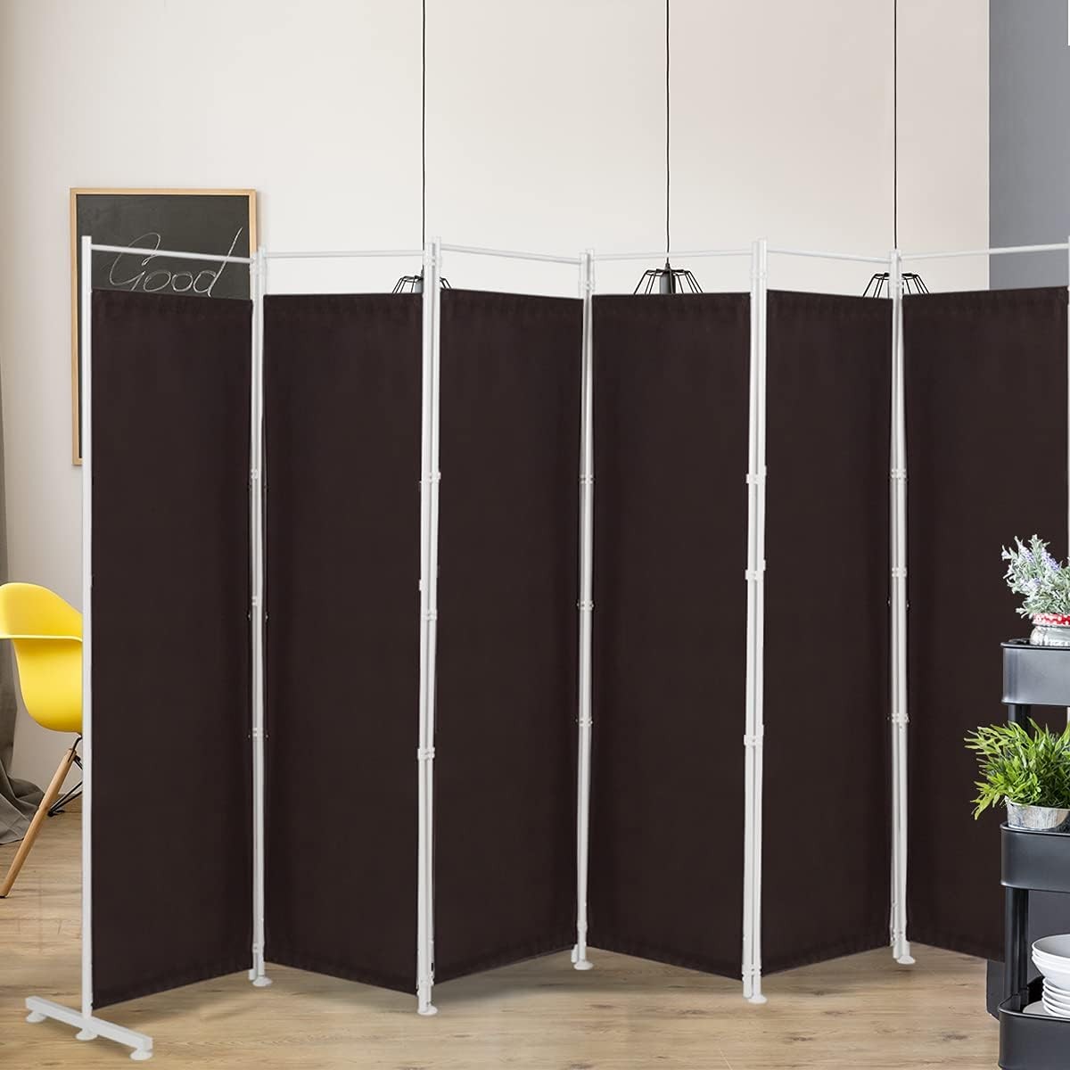 6 Panel Coffee Folding Room Divider Privacy Screen Freestanding Partition 180cm