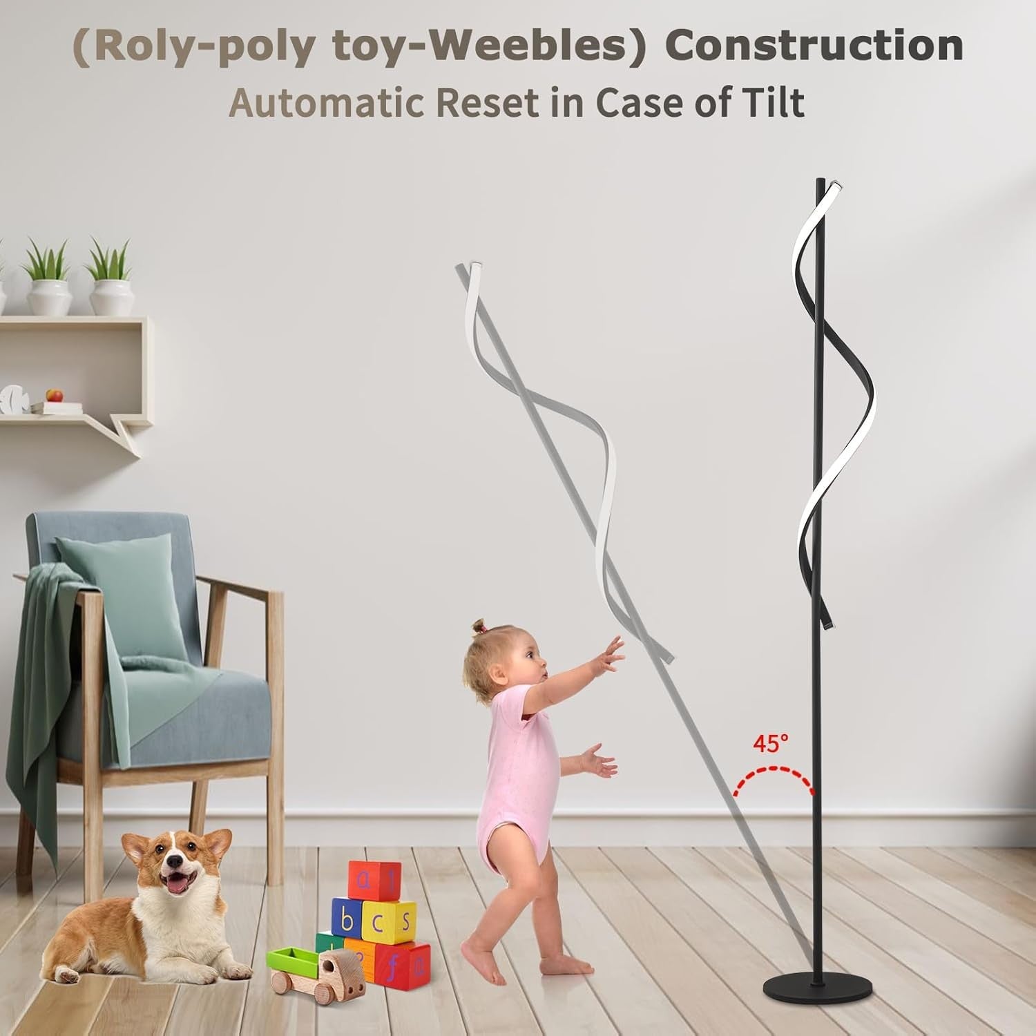 LED Floor Lamp 40W Dimmable Standing Light Remote Control Modern Tall Lamp