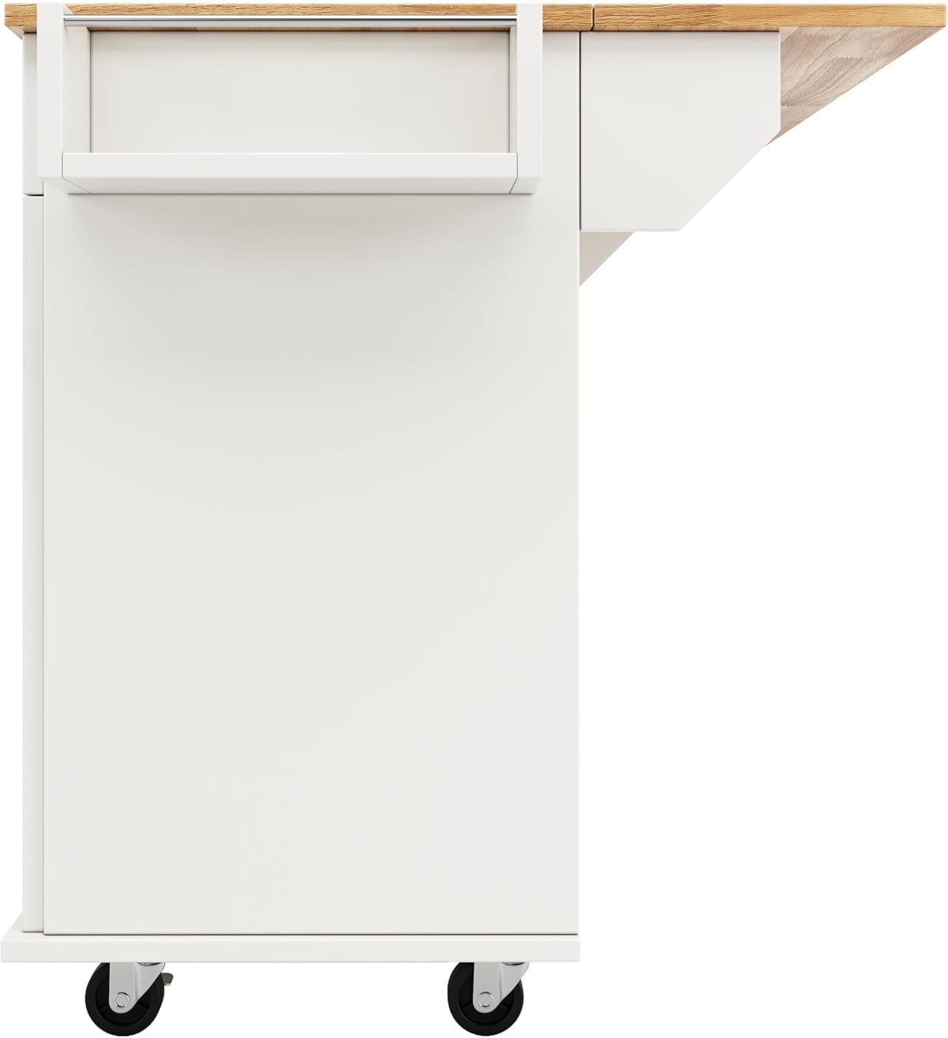 Rolling Kitchen Island Trolley with Foldable Sideboard, Drawers & Spice Rack