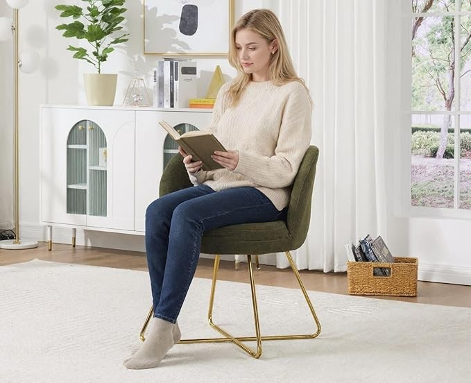 Chenille Accent Armchair Upholstered Barrel Tub Chair Green