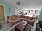 Rustic Tan/Brown Leather Corner Sofa + Armchair (PTP)