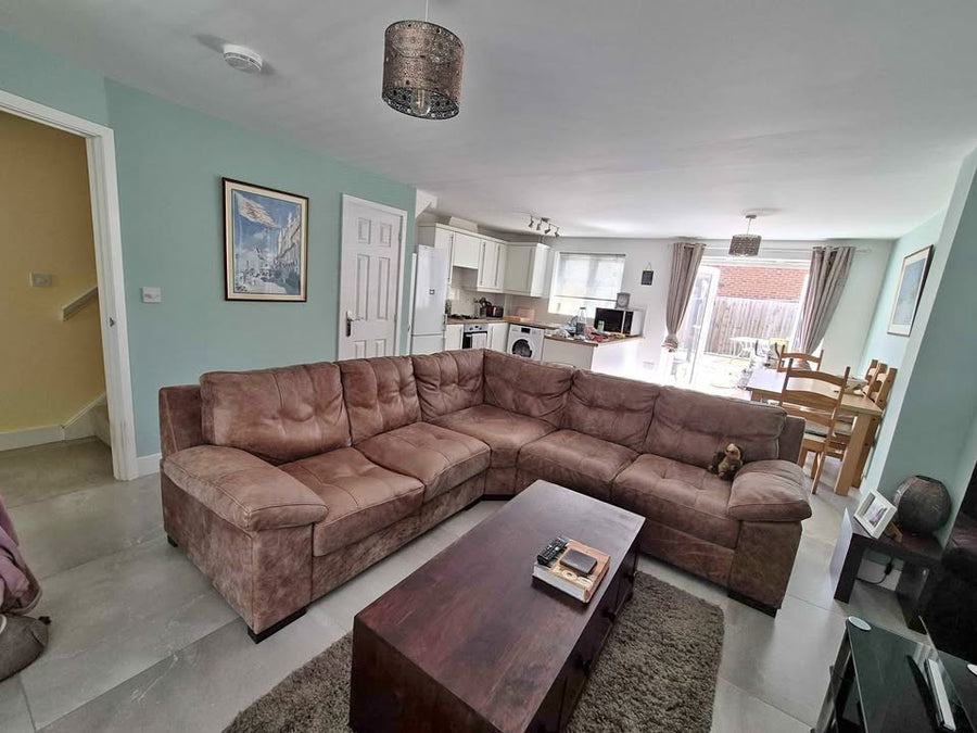 Rustic Tan/Brown Leather Corner Sofa + Armchair (PTP)