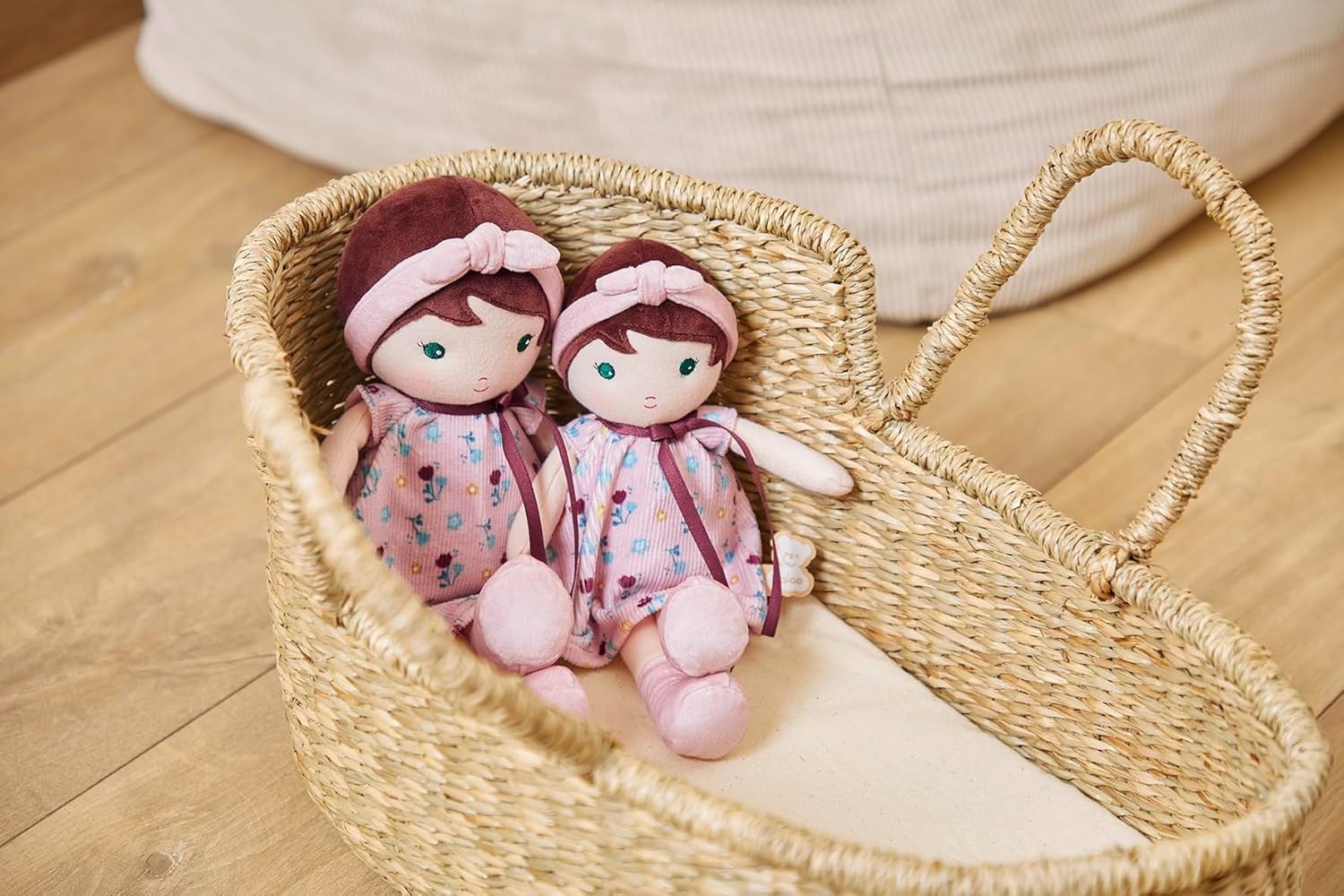 32cm Soft Fabric Rag Doll Corduroy Dress Personalised Ribbon Baby Gift