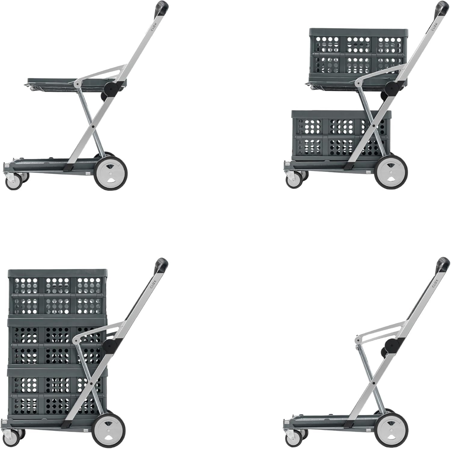 Collapsible Folding Cart Mobile Utility Trolley Grey Platform Truck