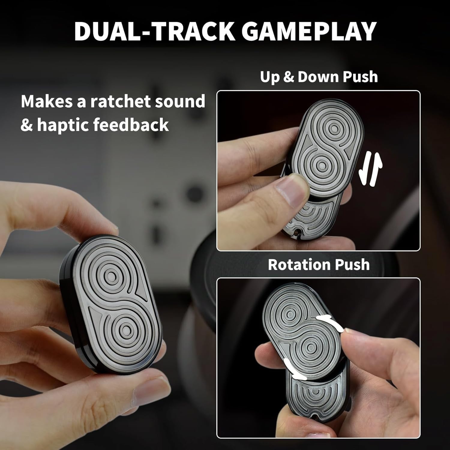Black Stainless Steel Fidget Slider Ratchet Clicker EDC Stress Toy