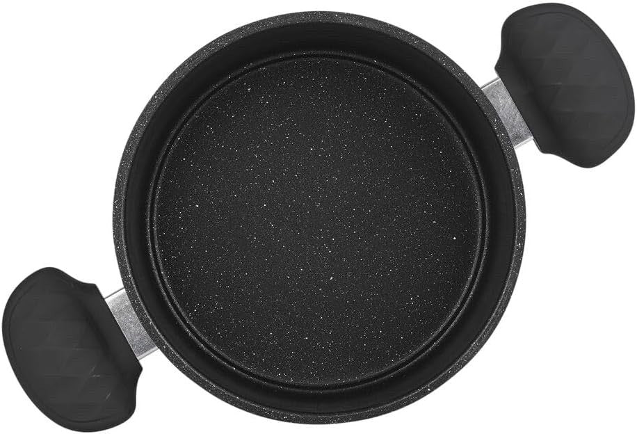 24cm Non Stick Casserole with Soft Touch Handle Black Marble Coating