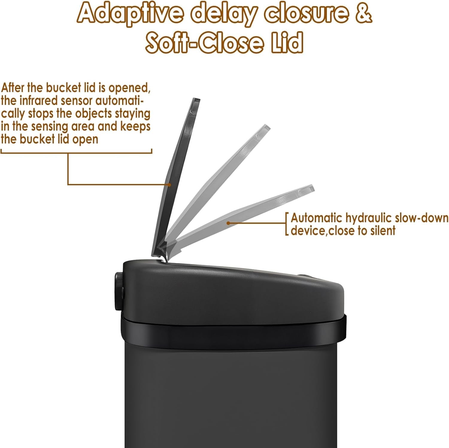58L Automatic Sensor Kitchen Bin Touchless Stainless Steel Black