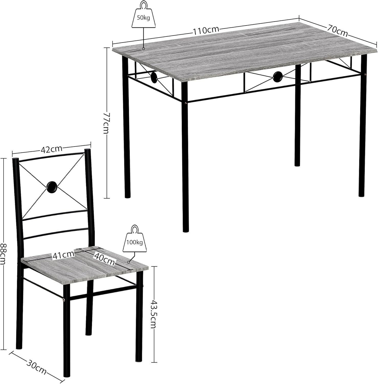 Modern Grey 4-Seater Dining Table Set | Compact Kitchen Breakfast Set