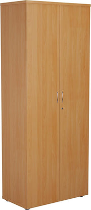 Tall Beech Lockable Office Cupboard 4 Shelf Storage Cabinet 200cm