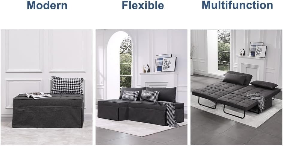 4-in-1 Sofa Bed Chair Single Sleeper Guest Bed Recliner for Small Spaces