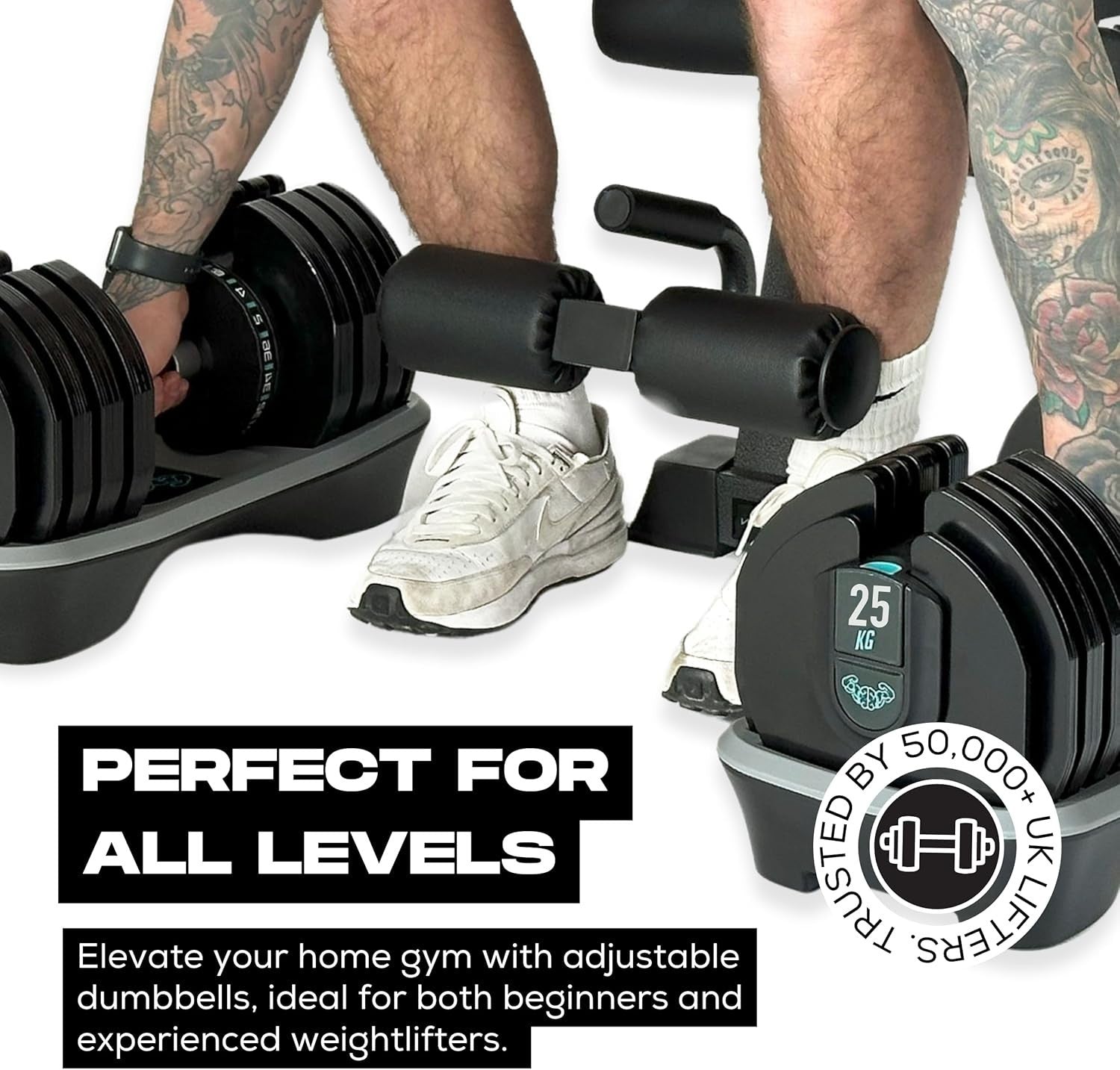 Adjustable Dumbbells Pair 25KG 18-Level Smart Click Space-Saving
