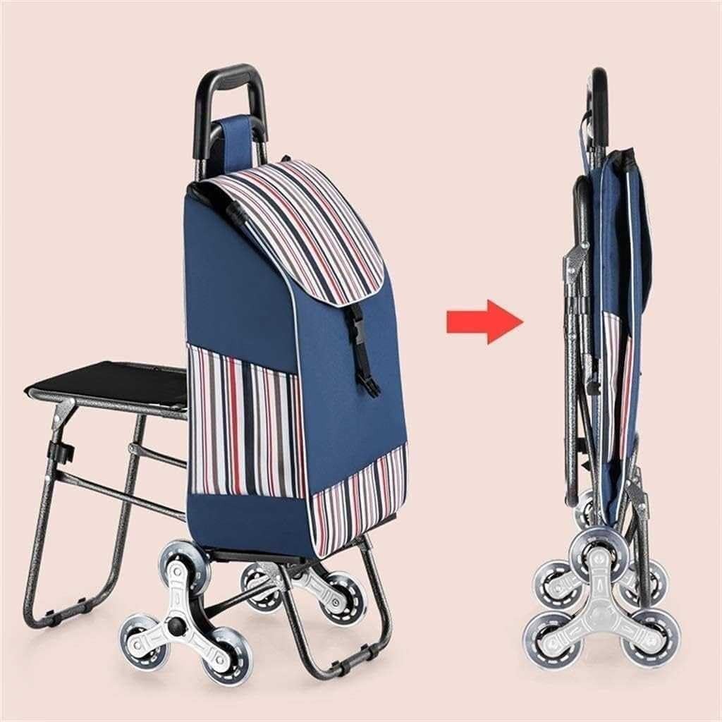 Portable Folding Stair Climber Shopping Trolley Lightweight Cart with Bag