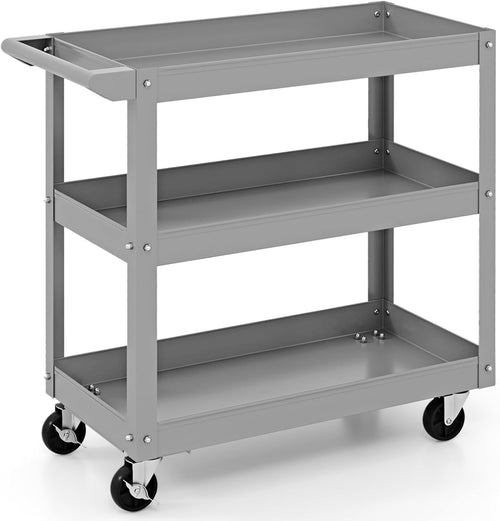 3 Tier Heavy Duty Tool Trolley Rolling Utility Cart Lockable Wheels