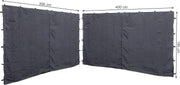 2 Gazebo Side Panels 3x4m Anthracite Polyester w/ Zipper Window