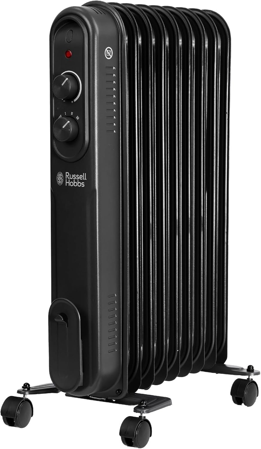2000W Oil Filled Radiator 9 Fin Portable Electric Heater Black