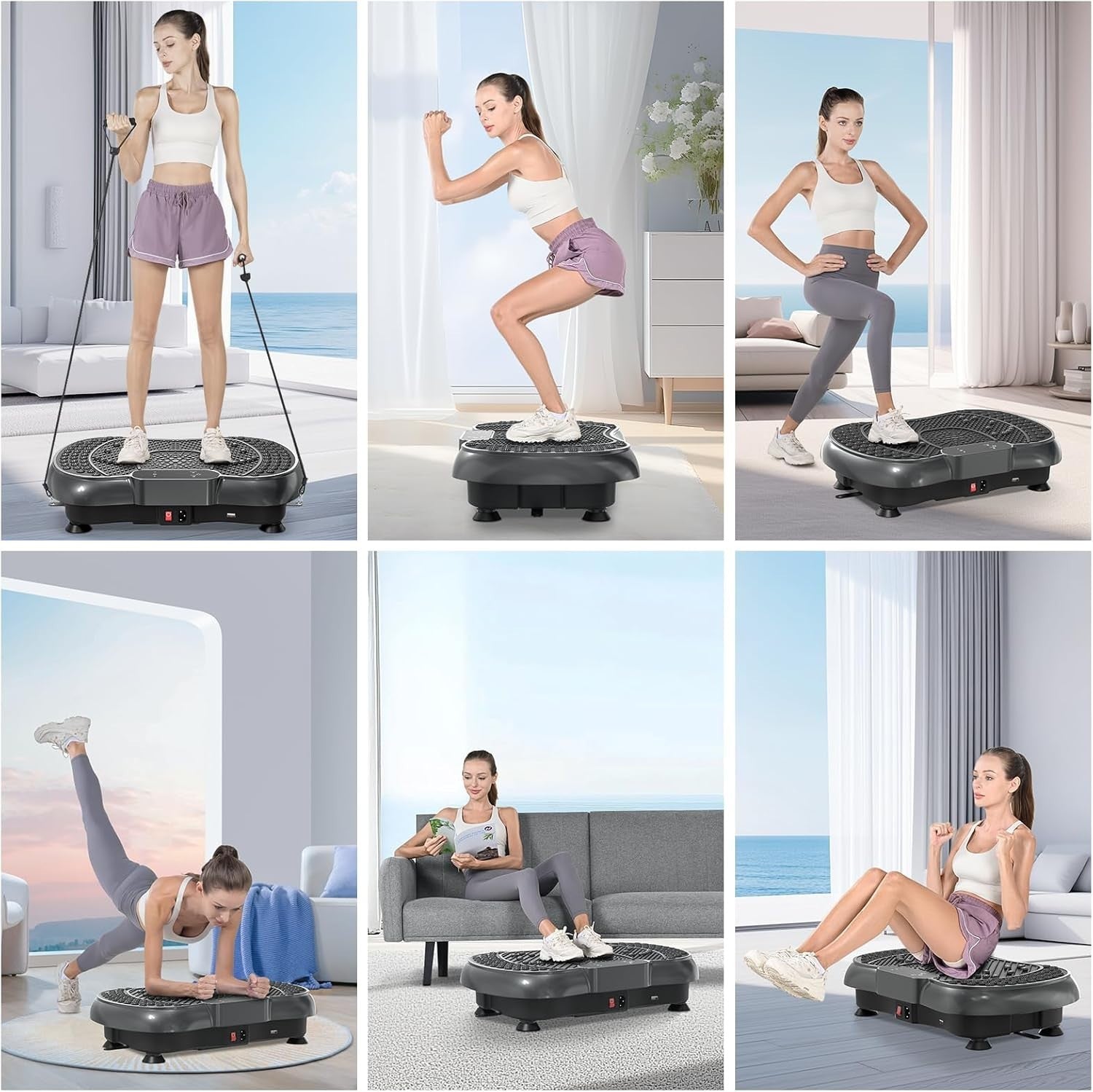Onyx Black Vibration Plate Exercise Machine 100 Speeds 450lb Home Fitness