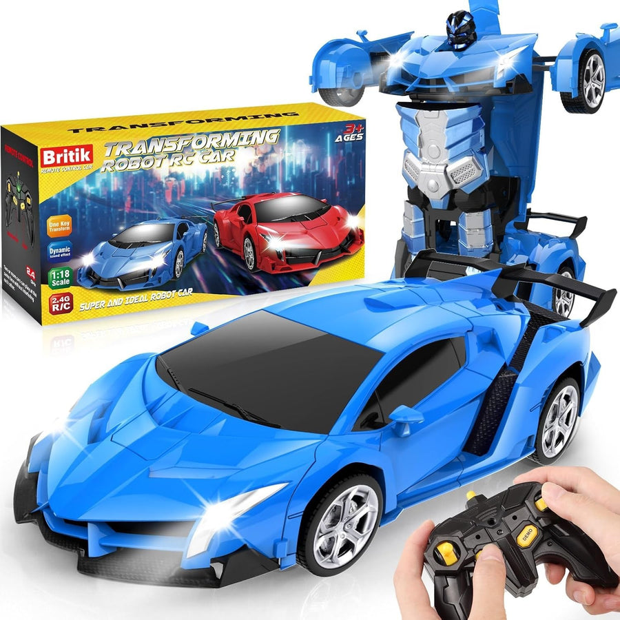 2 in 1 Transforming RC Car Robot Toy 360° Spin Remote Control Car for Kids 3-8