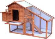 Wooden Chicken Coop with Run Nest Box Easy Clean Tray Outdoor Hen House