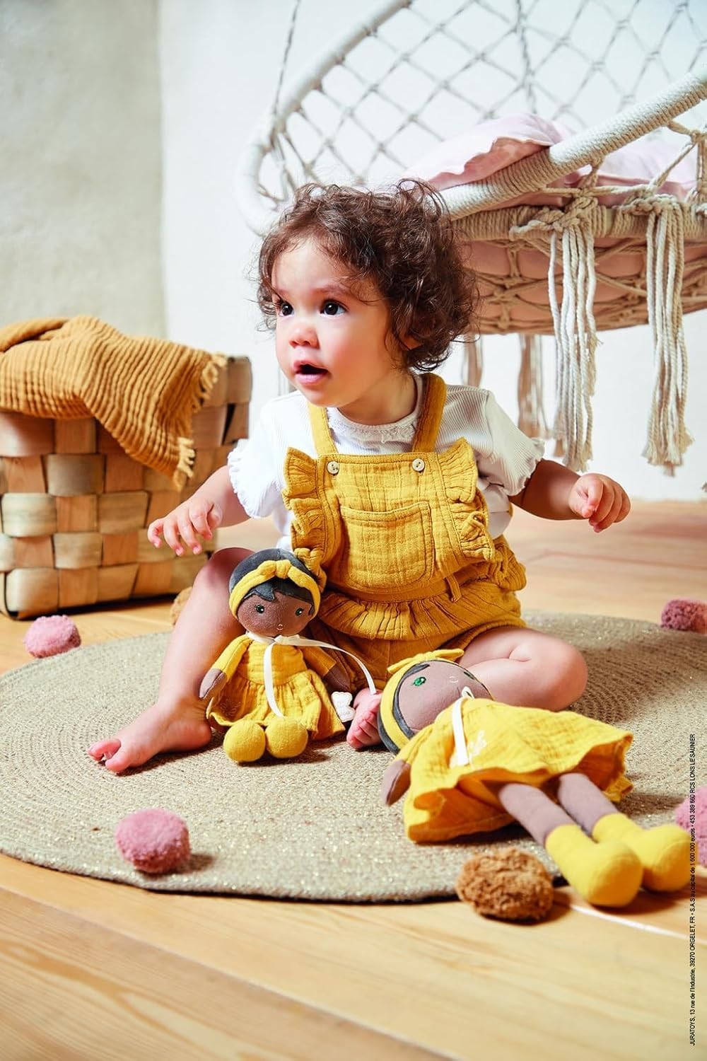 25cm Soft Fabric Rag Doll Yellow Dress Personalised Ribbon Newborn Gift Box