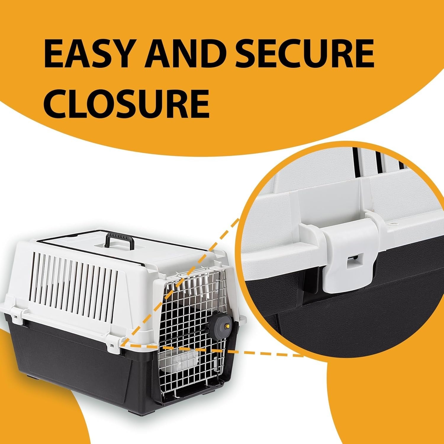 Medium Dog Travel Kennel 68x49x45.5cm Lockable Plastic Crate with Ventilation