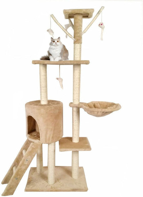 Cat Tree Multi Level Post Condo Tower with Hammock & Toys