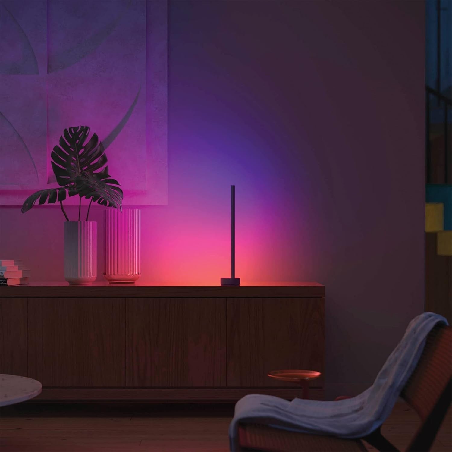 Smart LED Gradient Table Lamp with Voice & App Control, 28x28x141cm