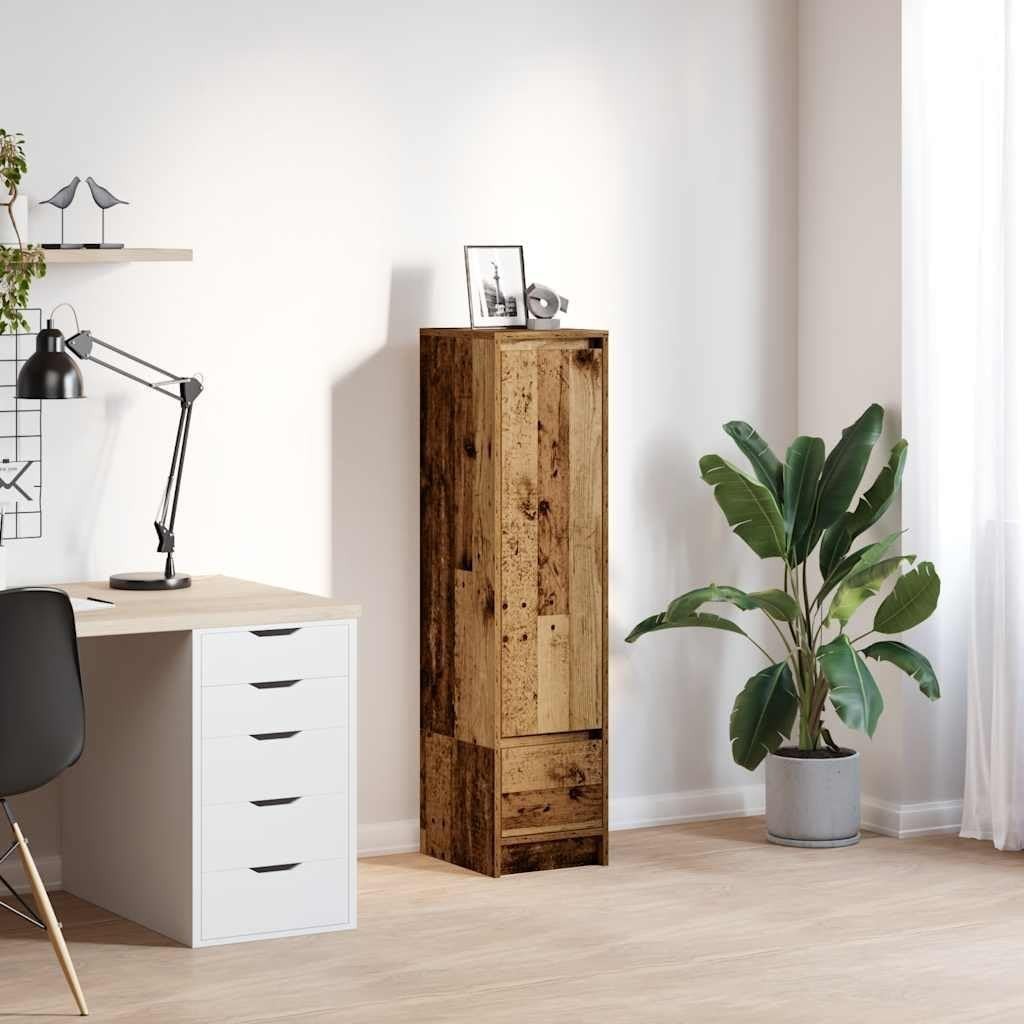 Moisture Resistant Old Wood Storage Cabinet with Adjustable Door & Drawer