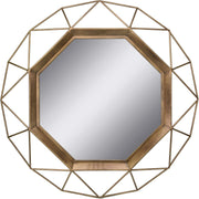 28" Gold Geometric Wall Mirror Modern Metal Frame for Bathroom Living Room