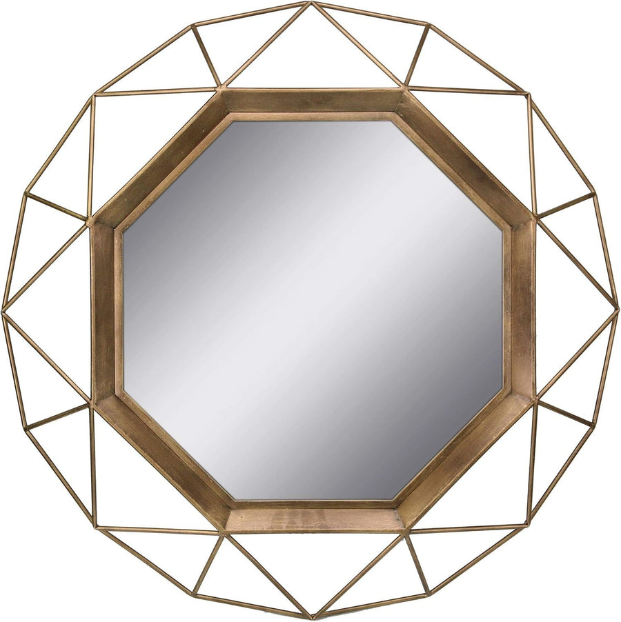 28" Gold Geometric Wall Mirror Modern Metal Frame for Bathroom Living Room