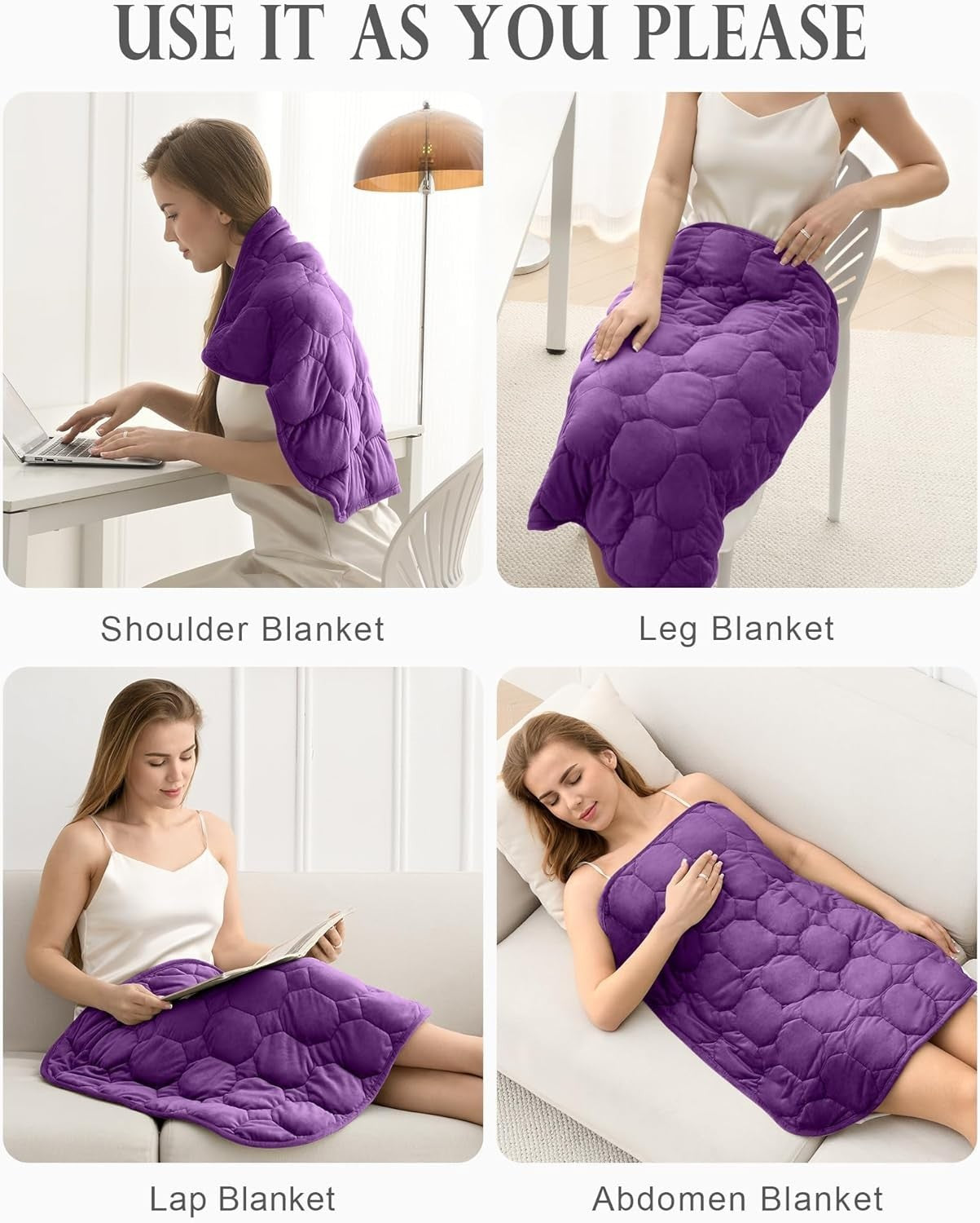 7lbs Weighted Lap Blanket Purple 29x24" Fleece for Travel and Calming