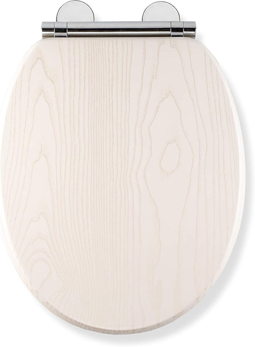 White Oak Wooden Toilet Seat Soft Close Quick Release Antibacterial Durable