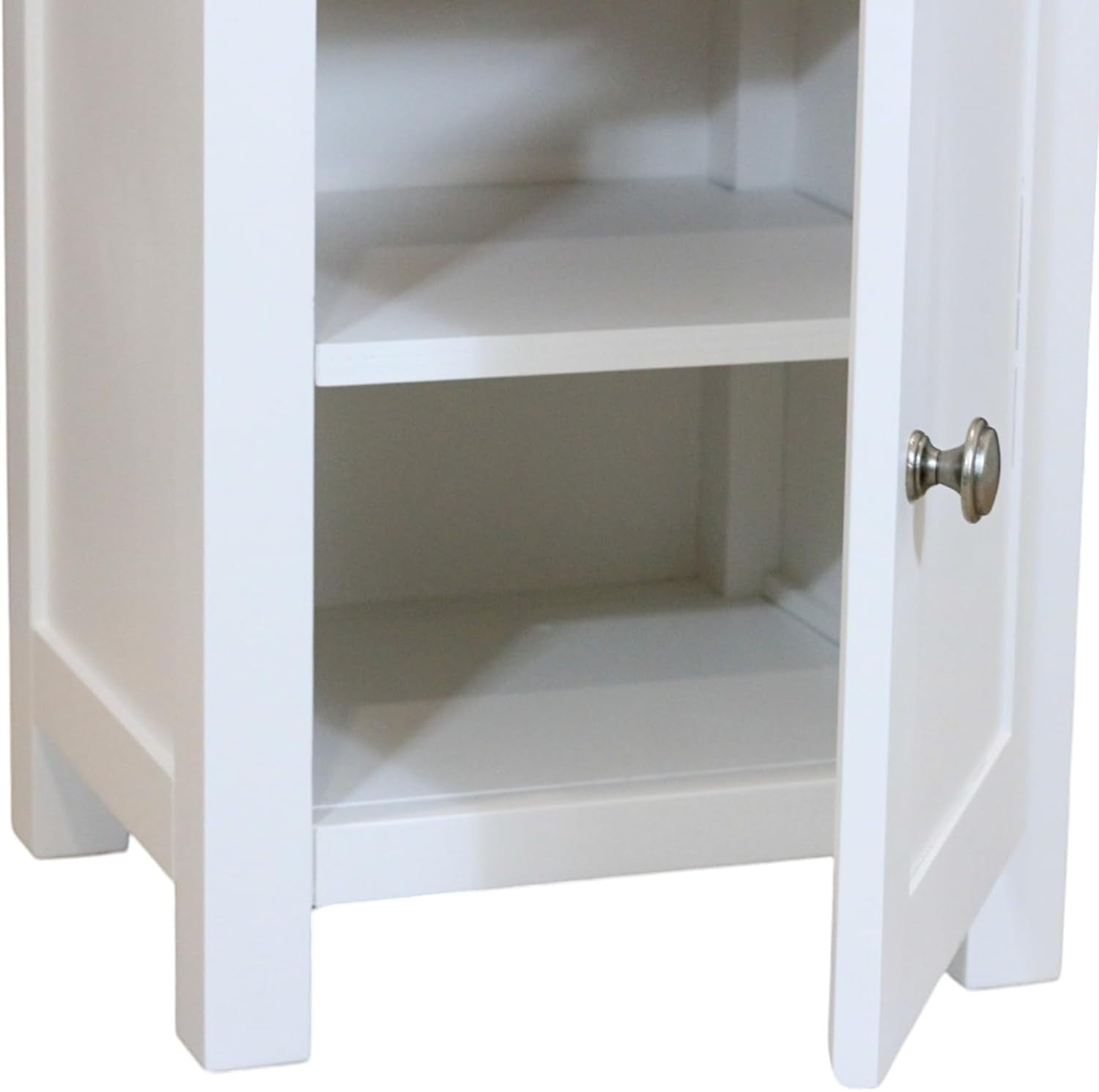 Solid Wood Bedside Table with Oak Top – 1 Door White Cabinet, Ready Assembled