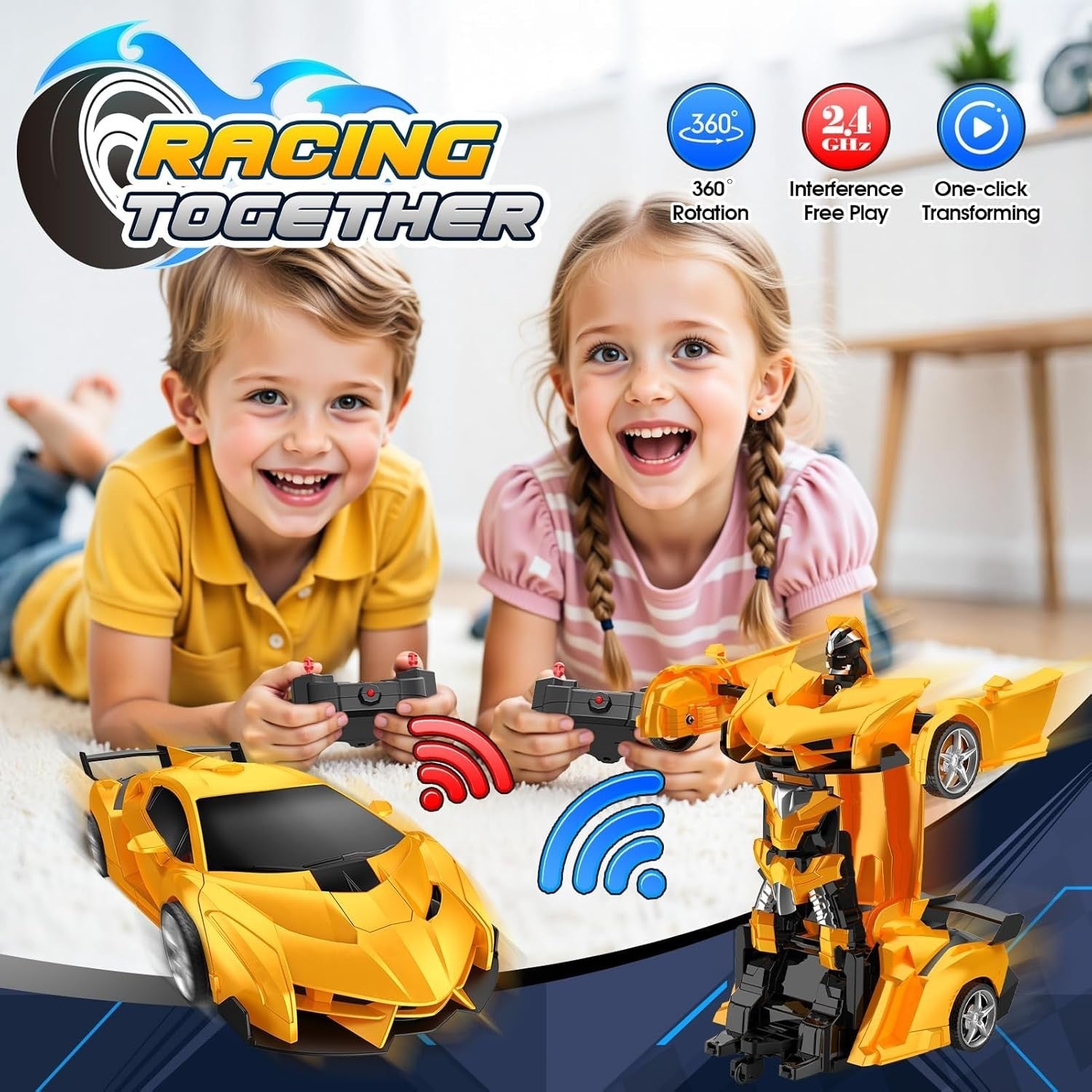 2-in-1 Transforming RC Car Robot Toy | 360° Rotation Remote Control Vehicle
