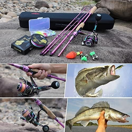 4-Section Carbon Fiber Fishing Rod & Reel Combo Kit with Accessories