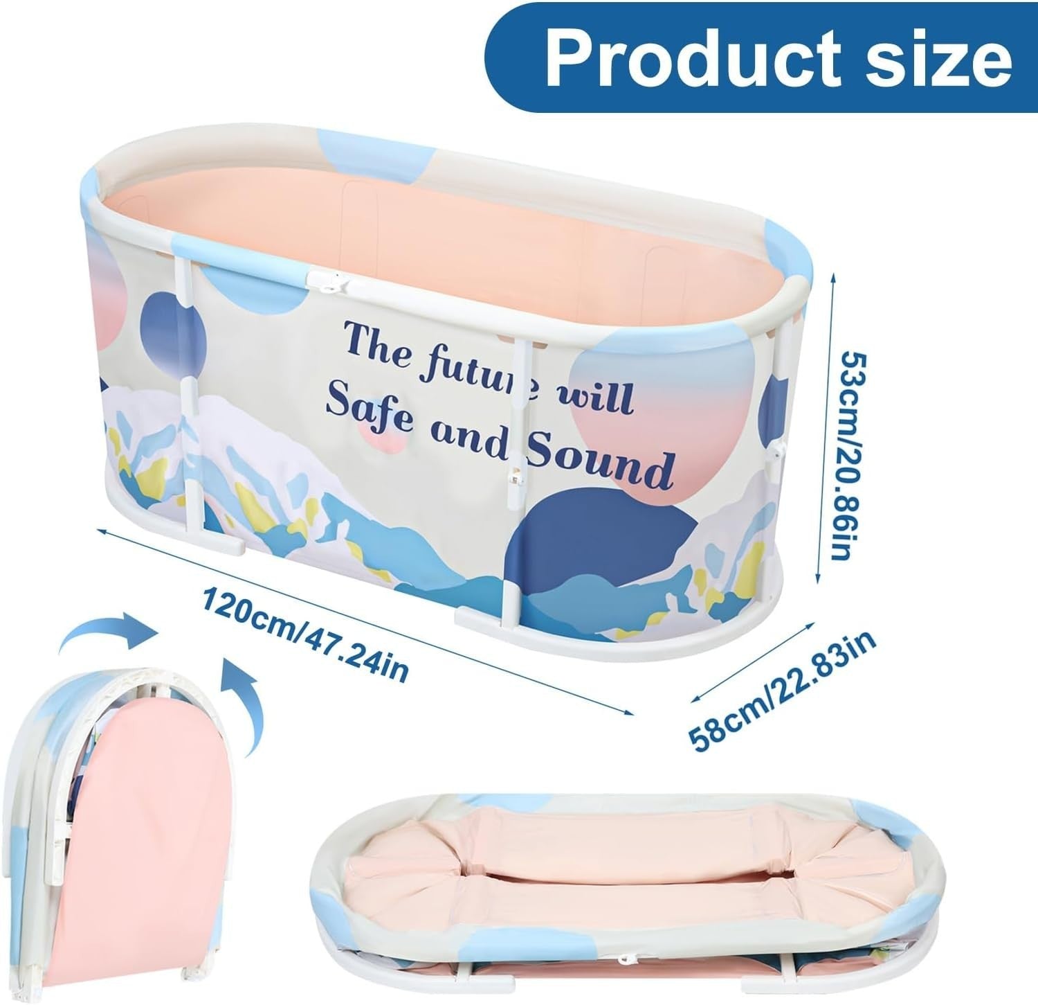Portable 45" Foldable Bathtub Adult Family Spa Tub Freestanding
