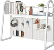 Expandable Metal Desktop Bookshelf | Adjustable Monitor Shelf Rack 55–96cm White