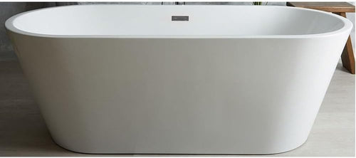 White Double Ended Freestanding Oval Bath 1700x750mm Chrome Overflow