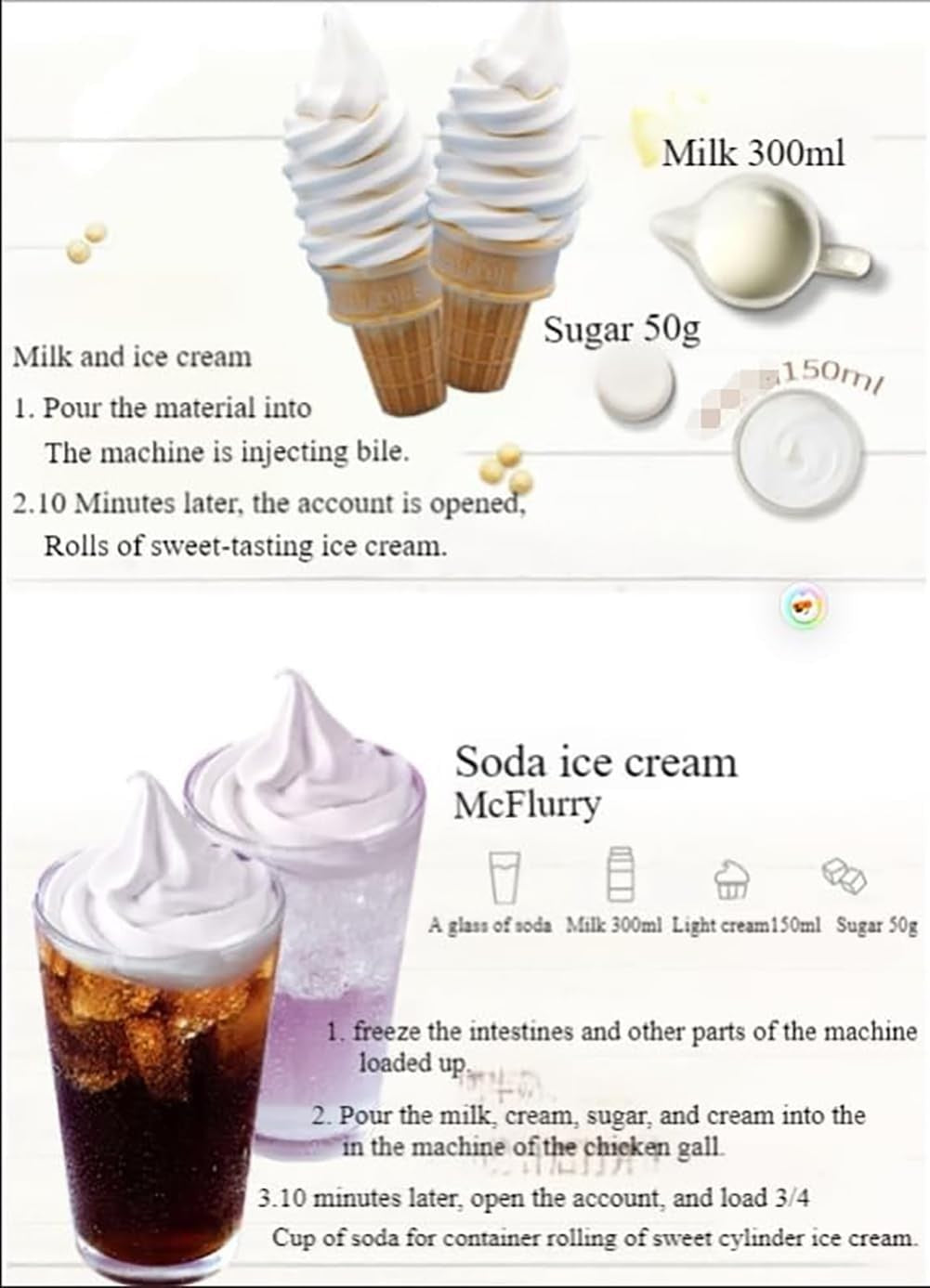 Frozen Dessert Maker Ice Cream Yogurt Sorbet Machine 500ml Manual