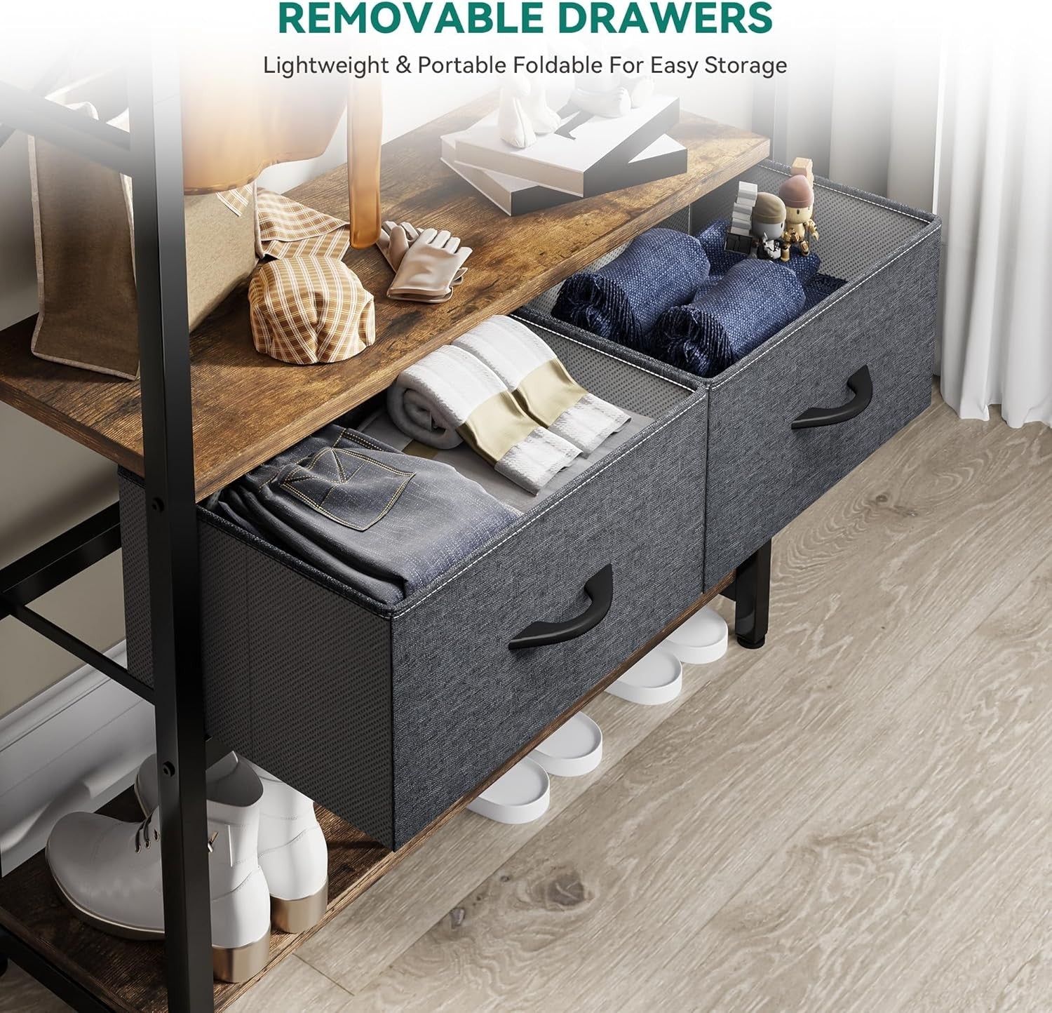 Rustic Brown Hall Tree Coat Rack | Bench with Shoe Storage & Drawers Organizer