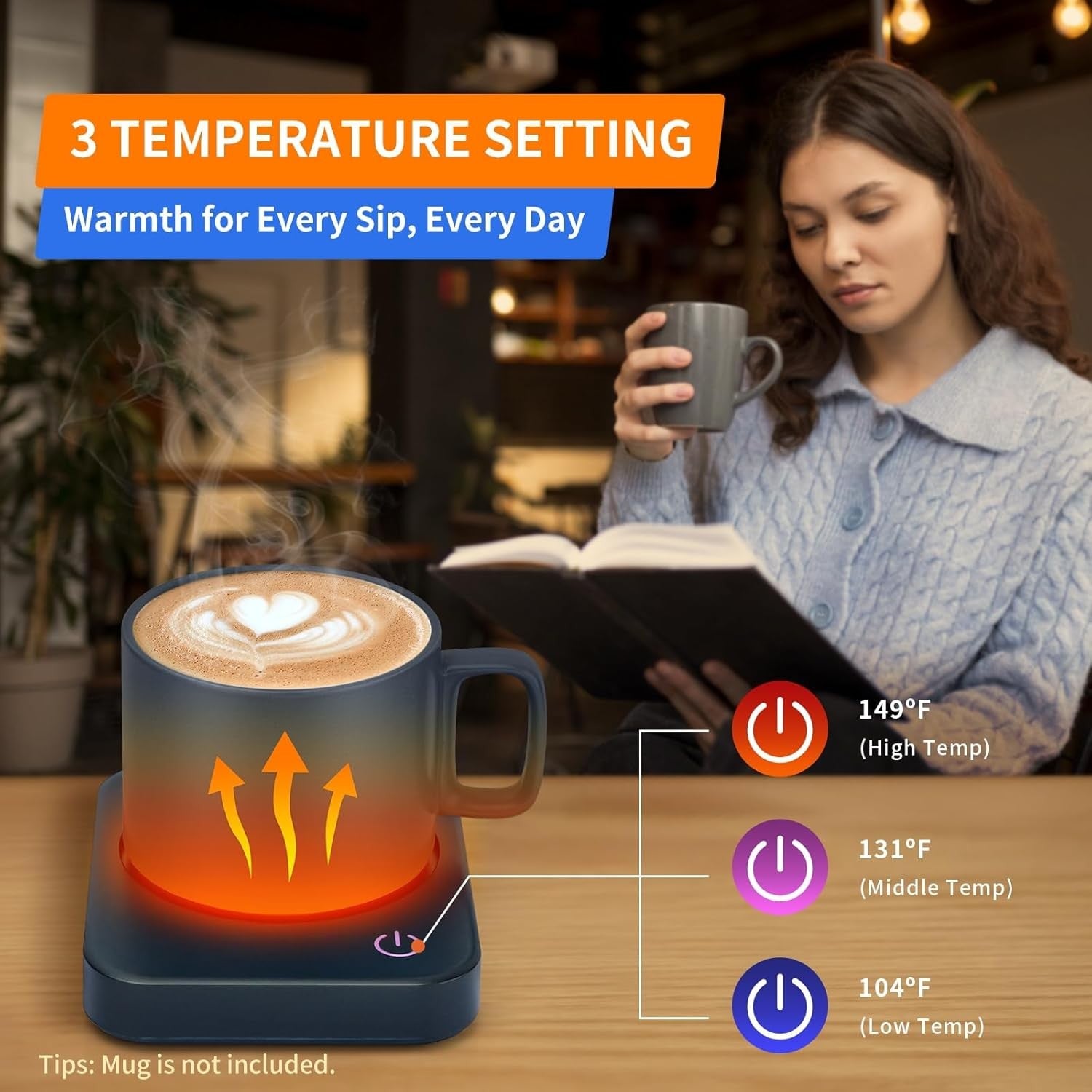 Green Electric Coffee Mug Warmer 3 Temp Auto Shut Off