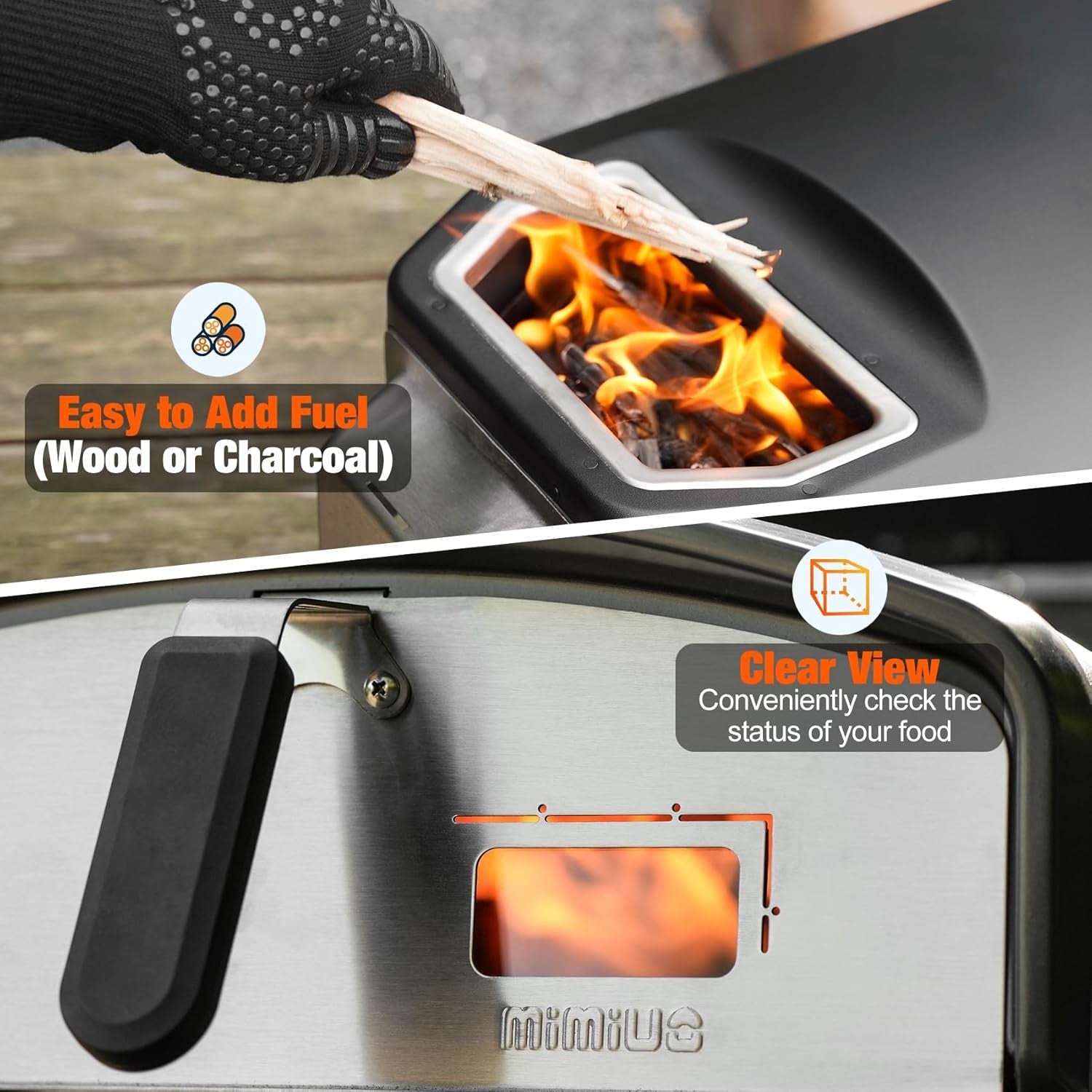 Outdoor Wood & Charcoal Pizza Oven | Portable Garden BBQ Cooker w/ Stone & Peel