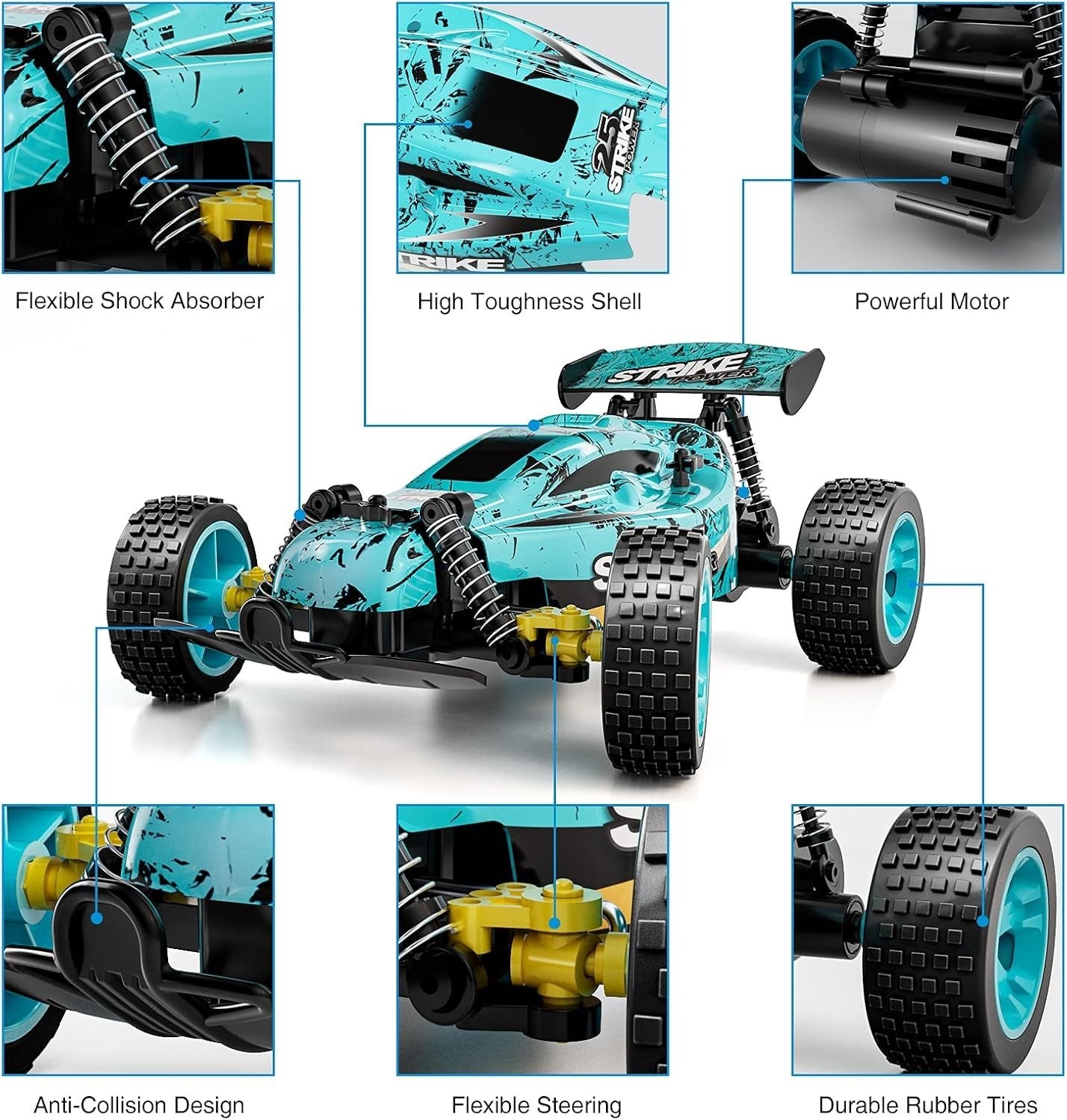 High Speed 1:18 RC Car 20KM/H 2WD Remote Control Off Road Buggy 50Min Playtime