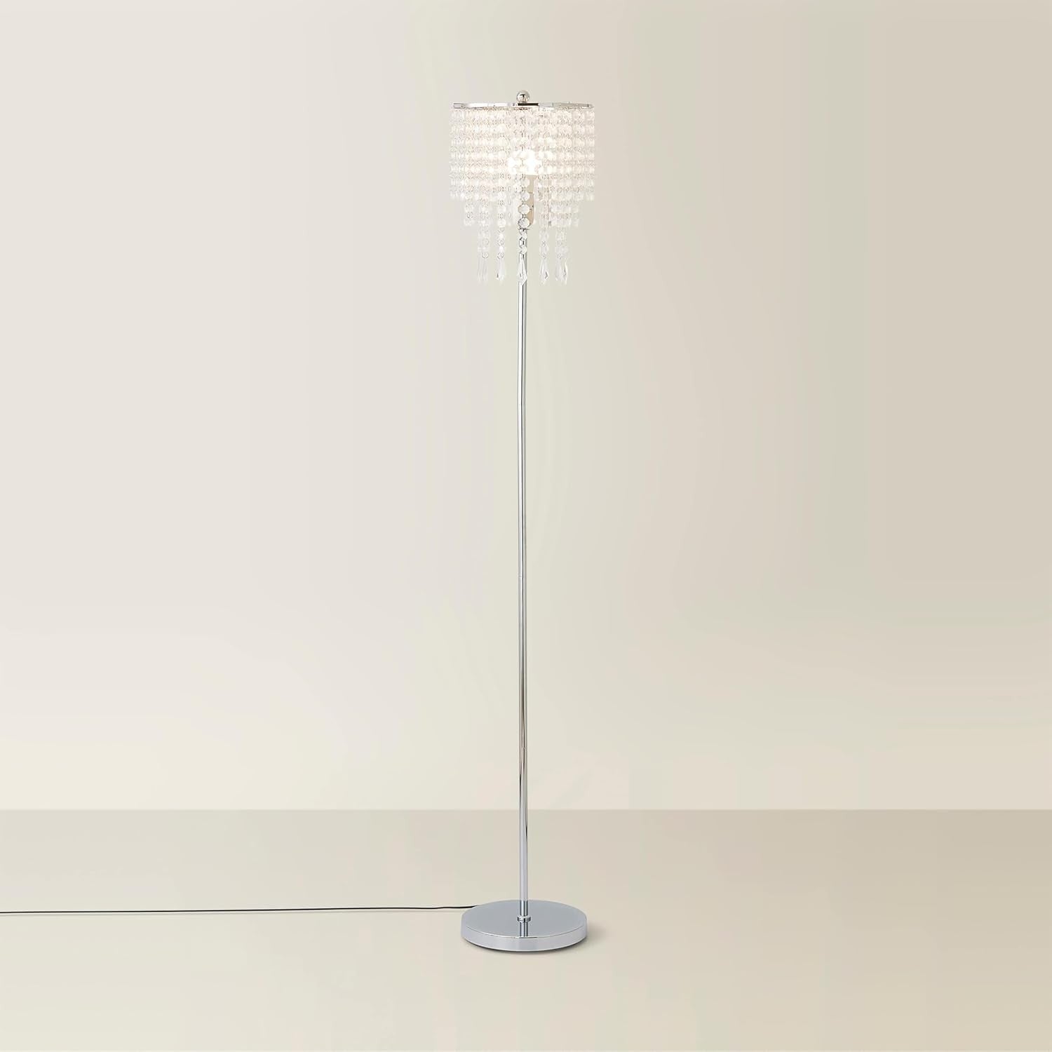 Chrome Acrylic Droplet Floor Lamp E27 Tall Modern Standing Light Foot Switch