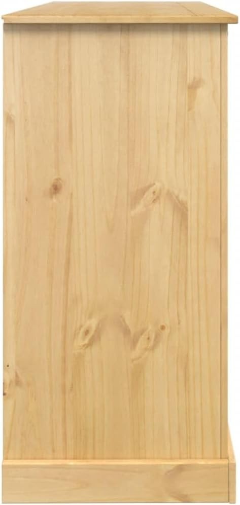 Solid Pine Wine Cabinet Rustic Wood Bar Storage Unit with Bottle & Glass Rack