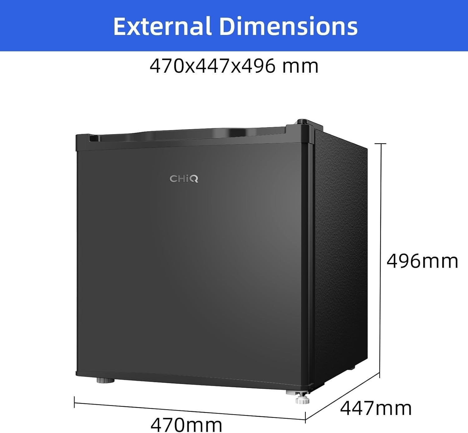46L Mini Fridge Tabletop Drinks Cooler Adjustable Shelves Low Noise