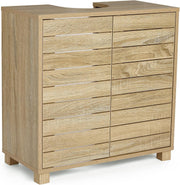 Under Sink Bathroom Cabinet Oak Effect with 2 Shelves Space-Saving Storage
