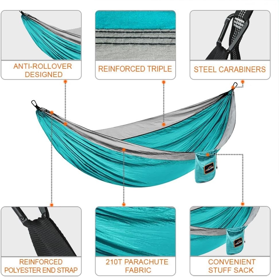 Ultralight 2-Person Camping Hammock with Tree Straps & 250kg Load
