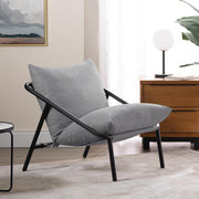 Grey Metal Frame Accent Chair | Shredded Foam Lounge Armchair, Modern