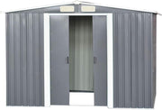Metal Garden Shed 8x6’ Grey Outdoor Tool Storage House Apex Roof