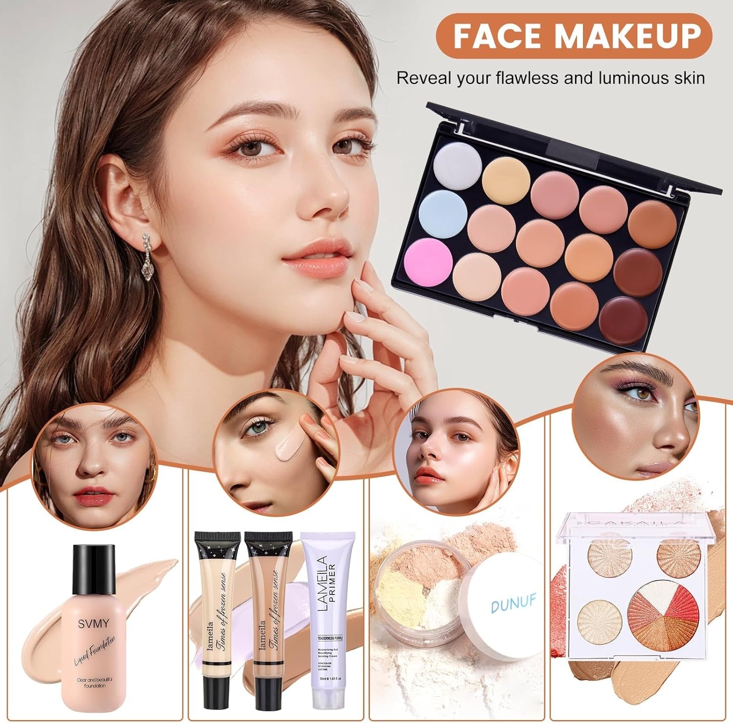 50PCS All-in-One Makeup Kit – Eyeshadow, Lipstick, Brushes & More